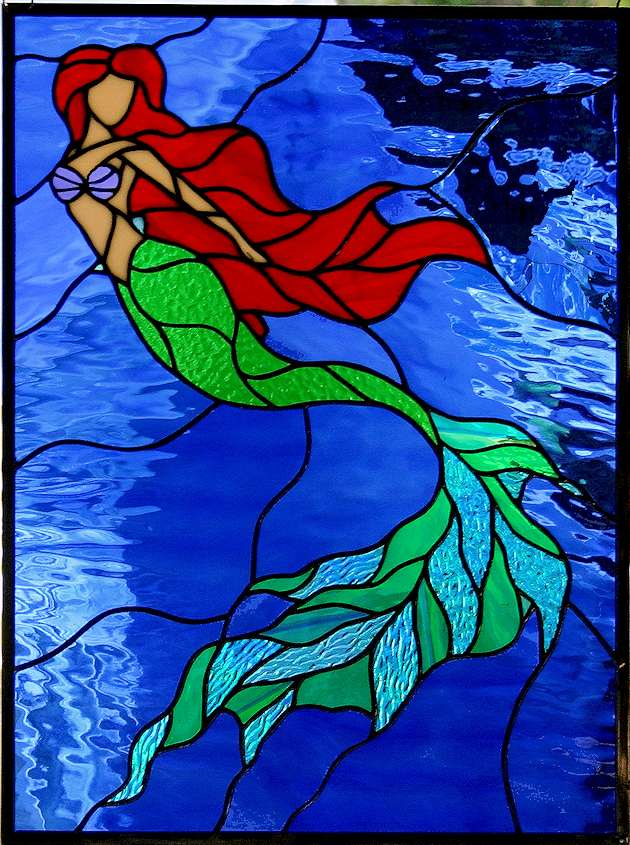 mermaid stained glass window