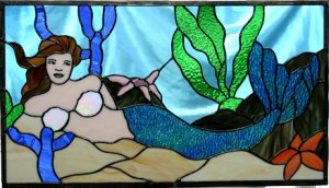 mermaid-stained glass window